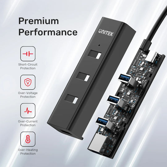 Unitek Hub 15 Θυρών USB 2.0 με σύνδεση USB-C / USB-A