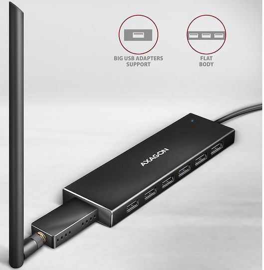 Axagon USB Hub 7 Ports USB 3.2 with USB-A Connection Blue