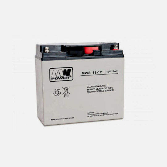 MW Power MWS 18-12 Батерия UPS с Капацитет 18Ах и Напрежение 12V 1бр