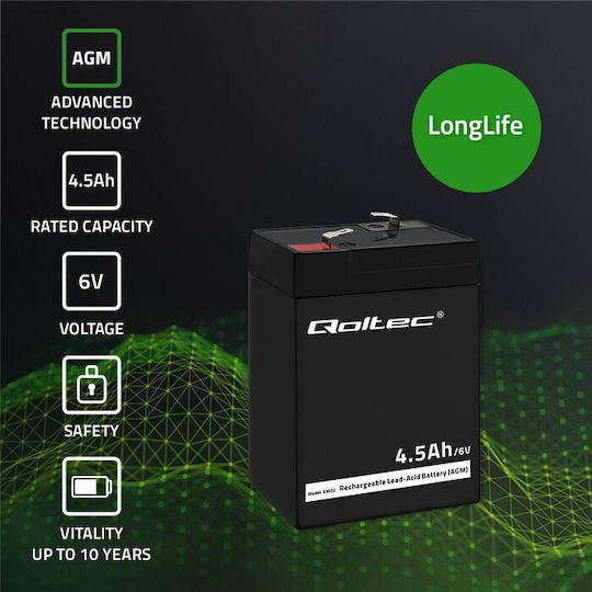 Qoltec Батерия UPS с Капацитет 4.5Ах и Напрежение 6V 53032 1бр