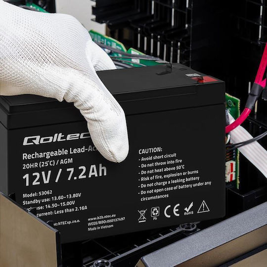 Qoltec UPS Battery with Capacity 7.2Ah and Voltage 12V 53062 1pcs