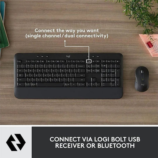 Logitech Signature MK650 Безжично Комплект клавиатура и мишка Английски US Черен