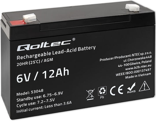Qoltec Батерия UPS с Капацитет 12Ах и Напрежение 6V 53048 1бр