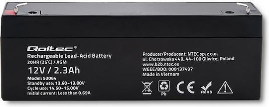 Qoltec AGM Батерия UPS с Капацитет 2.3Ах и Напрежение 12V 1бр