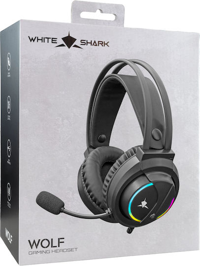 White Shark Wolf Over Ear Gaming Headset με σύνδεση USB for PC / PS4 / PS5