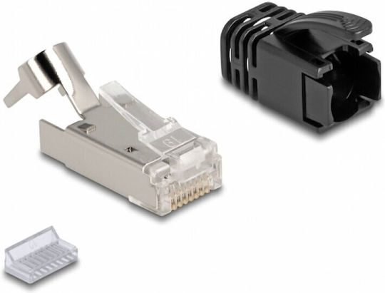 Delock Set 25 Bucăți Conectori Rj45 Sftp Cat.8.1 Fir Solid + 25 Manșoane Negre Delock 67017