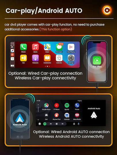 Echo Dynamics Autoradio 1 DIN Bluetooth USB GPS Apple CarPlay