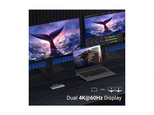 Ugreen Revodok Pro 210 USB-C Docking Station με HDMI 4K PD Ethernet Γκρι
