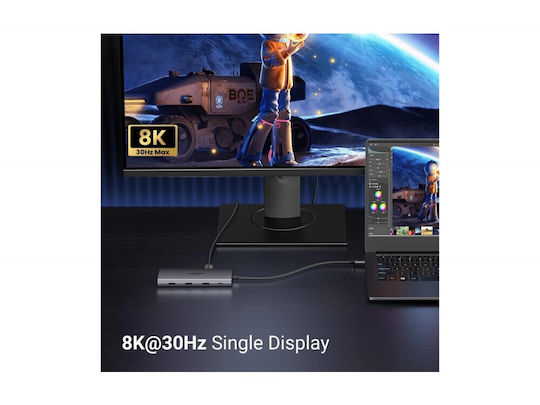 Ugreen Revodok Pro 210 USB-C Docking Station με HDMI 4K PD Ethernet Γκρι