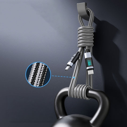 Orico Braided / LED Cable USB-C male - USB-C 100W PD Μαύρο 2m 2τμχ