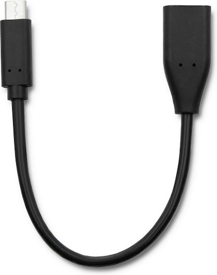 Qoltec USB 3.0 Cable USB-C male - USB-A female Μαύρο 0.2m 50485