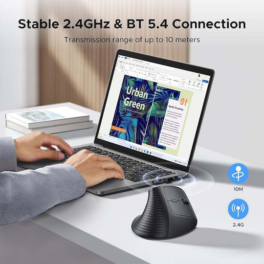 Ugreen M571 Kabellos Ergonomisch Bluetooth Maus Schwarz