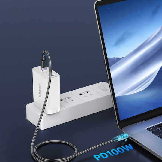 Orico LED Cable USB-C male - USB-C 100W PD Μαύρο 3m