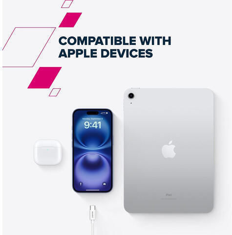 Canyon Braided USB 2.0 Cable USB-C male - USB-C 100W PD Λευκό 2m CND-CC100AB20W