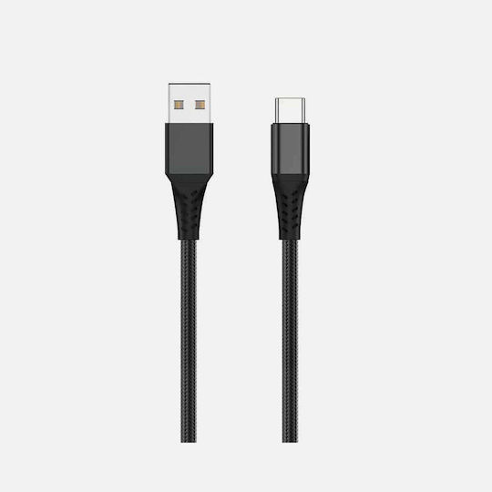 Redled Плетен USB 2.0 Кабел USB-C Мъжки - USB-A 18W Черен 1м 27851