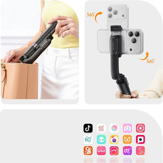 Orico Spv90 Selfie Stick Cell Phone Tripod Bluetooth With Black Lighting