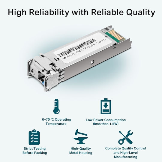 TP-LINK Трансивър TL-SM321B-2 SFP Едномодов Оптичен Кабел (SMF) 1 Брой