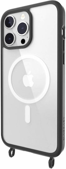 Mageasy Roar M With Strap Back Cover Silicone with Strap Black (iPhone 15 Pro Max)