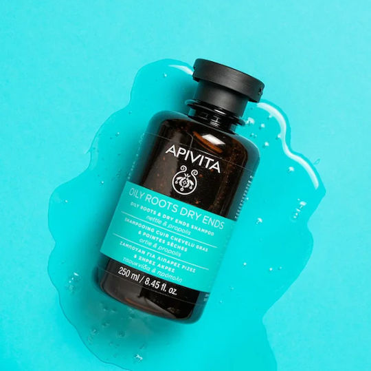 Apivita Rădăcini Grase și Vârfuri Uscate Nettle & Propolis Sampon de Reconstrucție/Hrană & Hidratare pentru Păr Gras 250ml