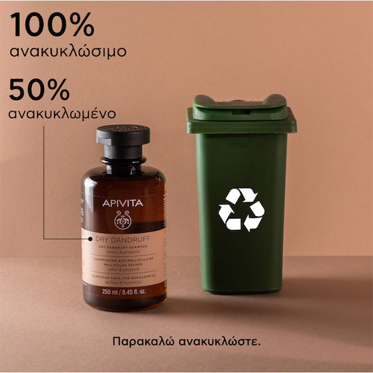 Apivita Dry Dandruff Celery & Propolis Shampoo Against Dandruff & Dry Scalp for Dry Hair 250ml