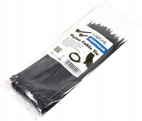 LogiLink Plastic Cable Ties In Black Colour 100 Pieces KAB0003B