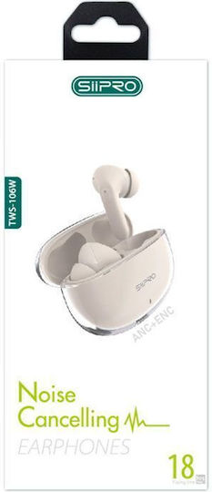 SiiPro TWS-106W In-ear Bluetooth Handsfree Căști cu Carcasă de Încărcare Bej