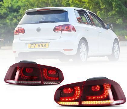 Πίσω Φανάρια Led Vw Golf 6 2008-2014 Gti R Design Τρέχουμενο Φλας Κόκκινα Σετ 2τμχ