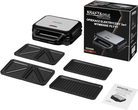 Kraft & Dele Sandwich-Maker mit Herausnehmbare Keramikplatten für 2 Toasts 1500W