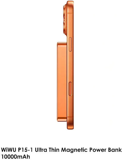 Wiwu P15-1 MagSafe Външна Батерия 10000mAh 15W Power Delivery Оранжева