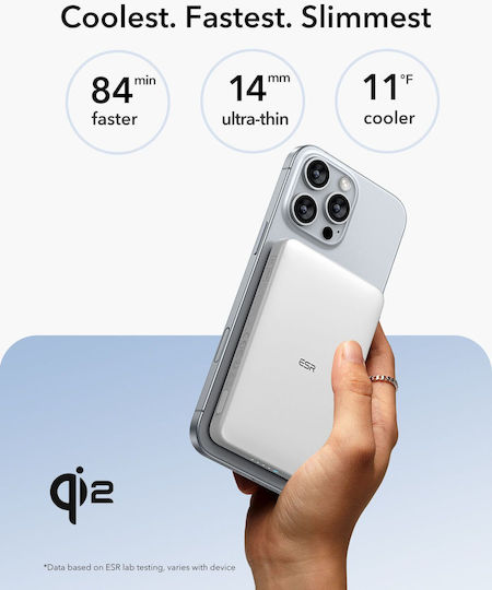ESR Qi2 MagSlim MagSafe Qi2 Power Bank 5000mAh 15W Λευκό
