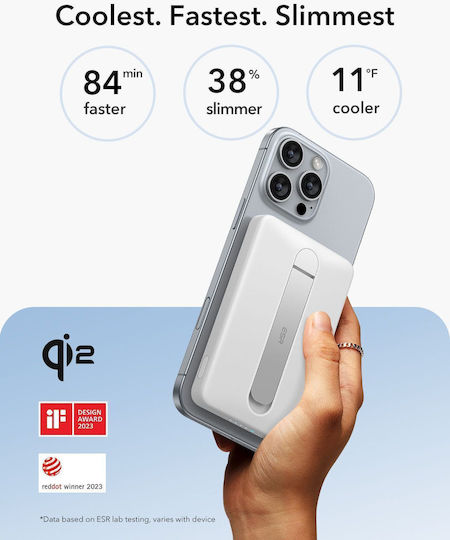 ESR Qi2 MagSlim Kickstand MagSafe Qi2 Power Bank 10000mAh 15W Λευκό