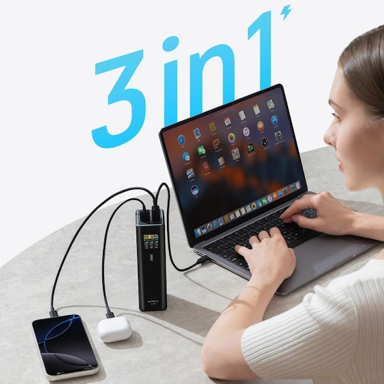 Cuktech PB200U Power Bank 20000mAh 210W with USB-A Port and 2 USB-C Ports Power Delivery / Quick Charge / PPS Black