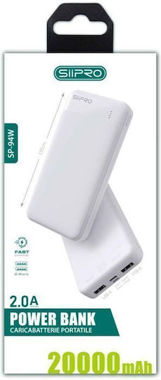 SiiPro SP-94W Power Bank 20000mAh cu 2 Porturi USB-A Alb
