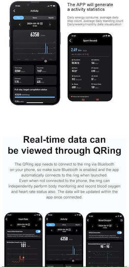 R6 Smart Ring 21.6mm with Heart Rate Monitor Deep Grey