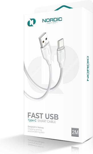 Nordic Cable USB-C male - USB-A Λευκό 2m