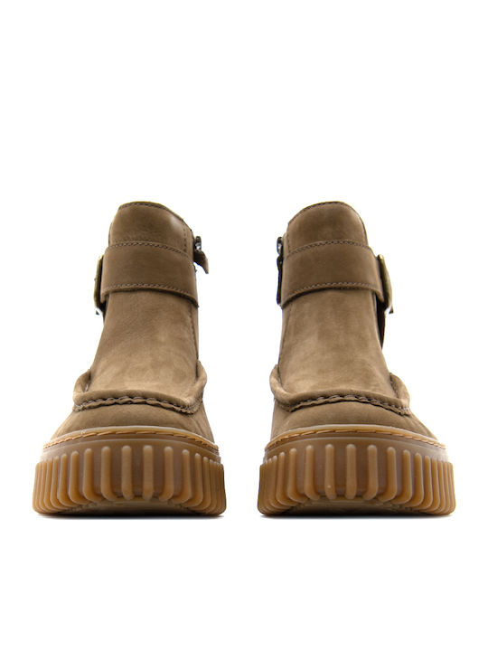 Clarks Torhill Кожени дамски ботуши Кафяви