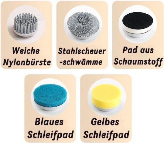 Electric Cleaning Brush Various Surfaces Zola 5 Heads Included Lcd Display Usb Charging Plastic Waterproof Gray