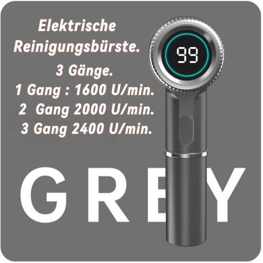 Electric Cleaning Brush Various Surfaces Zola 5 Heads Included Lcd Display Usb Charging Plastic Waterproof Gray