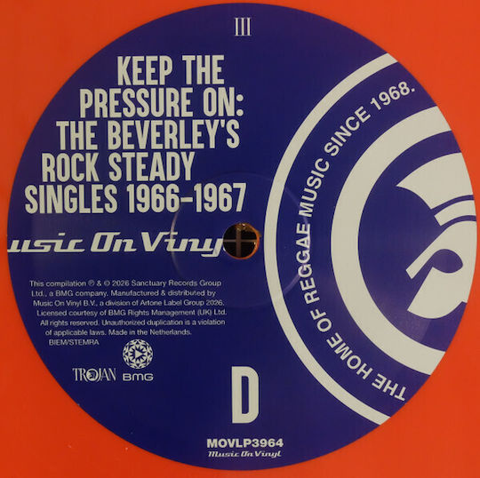 Various Keep Pressure On Beverley's Rock Steady Singles 1966 1967 Vinyl