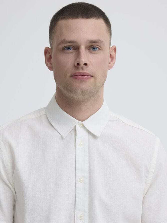 Short Sleeve Linen Shirt in Regular Fit White