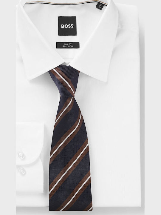 Boss Men's Silk Printed Tie in Brown Colour