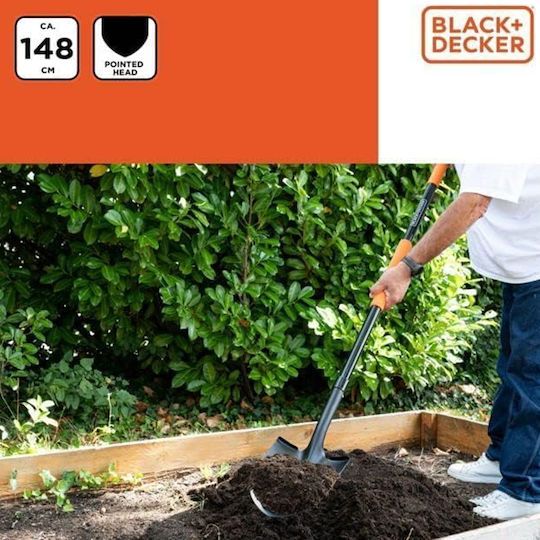Φτυάρι Black & Decker Μυτερή Κεφαλή 148 Cm Black Orange 871125223444