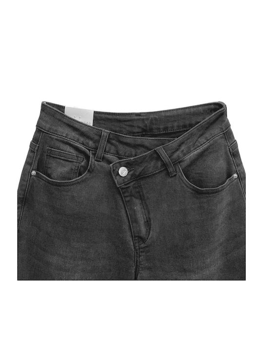 Damen Jeans Hosen in Breit Bein Stil Schwarz