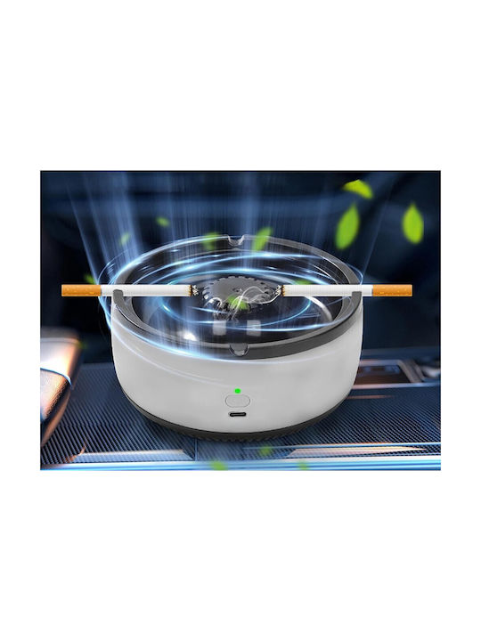 Cenușare Electrică Inteligentă Capac De Îndepărtare A Fumului Auto-Stins Odorizant Reîncărcabil 13.5 X 7 Cm Alb Negru