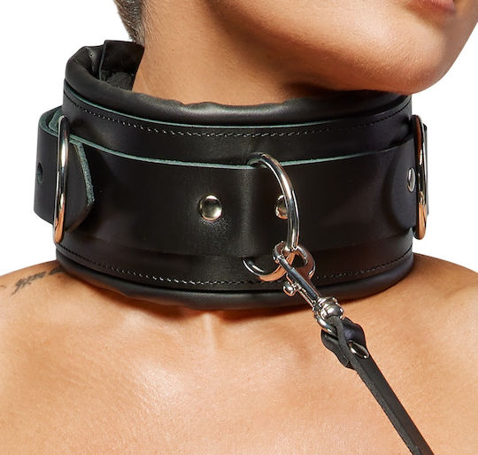 Zado Leather Κολάρο σε Μαύρο Χρώμα