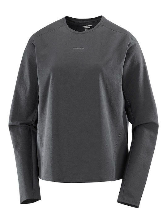 Damen Sport Langärmeliges Schwarzes Top