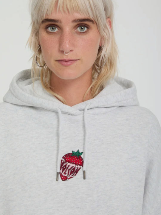 Long Women's Hooded Sweatshirt Bone Heather