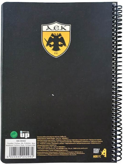 Back Me Up Spiral Ruled Notebook B5 70 Paper Sheets 2 Subjects Black