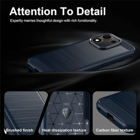 Techsuit Carbon Silicone Plastic Blue Back Cover (Honor 600)