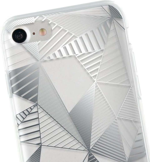 Bigben Connected Case iPhone SE 2020 8 7 Semi-Rigid Triangular Graphics Silver